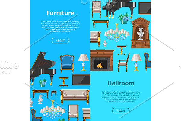 Furniture seamless pattern vector