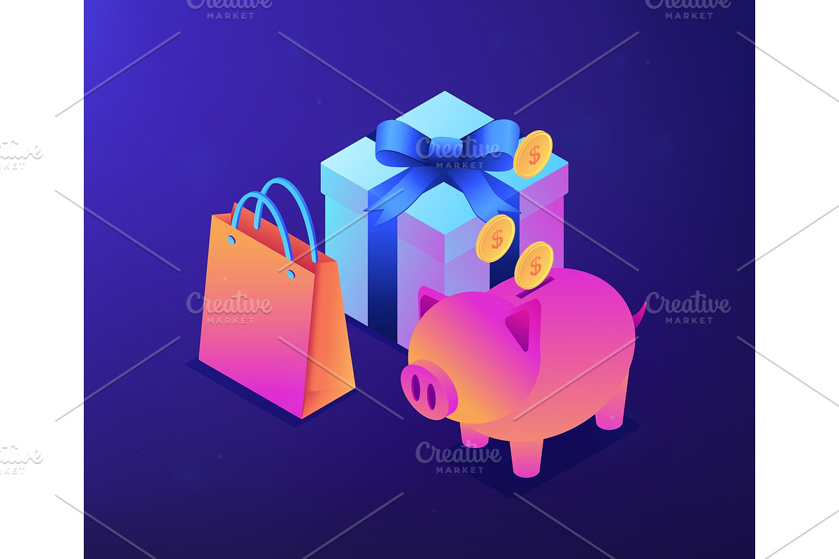 Cash savings isometric 3D concept in Illustrations - product preview 8