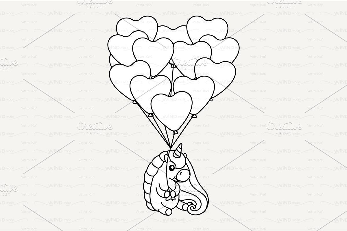 vector Cute outline unicorn in Patterns - product preview 8