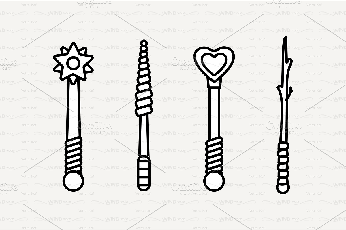 vector Magic wand outline set in Objects - product preview 8