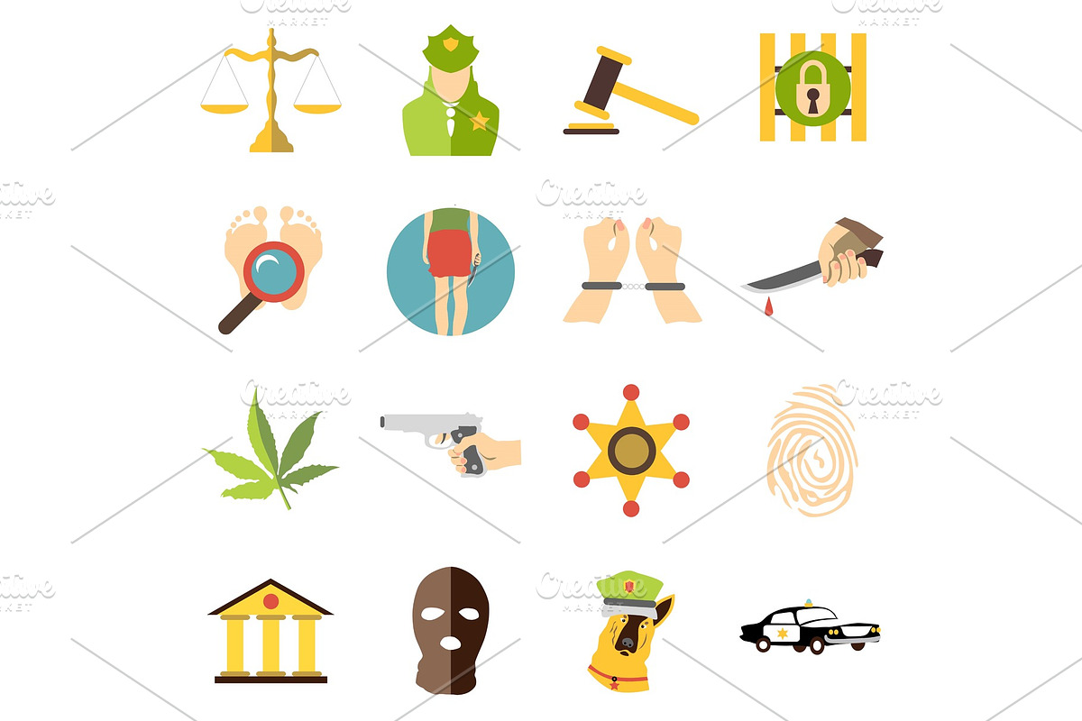 Crimonal icons set, cartoon style in Illustrations - product preview 8