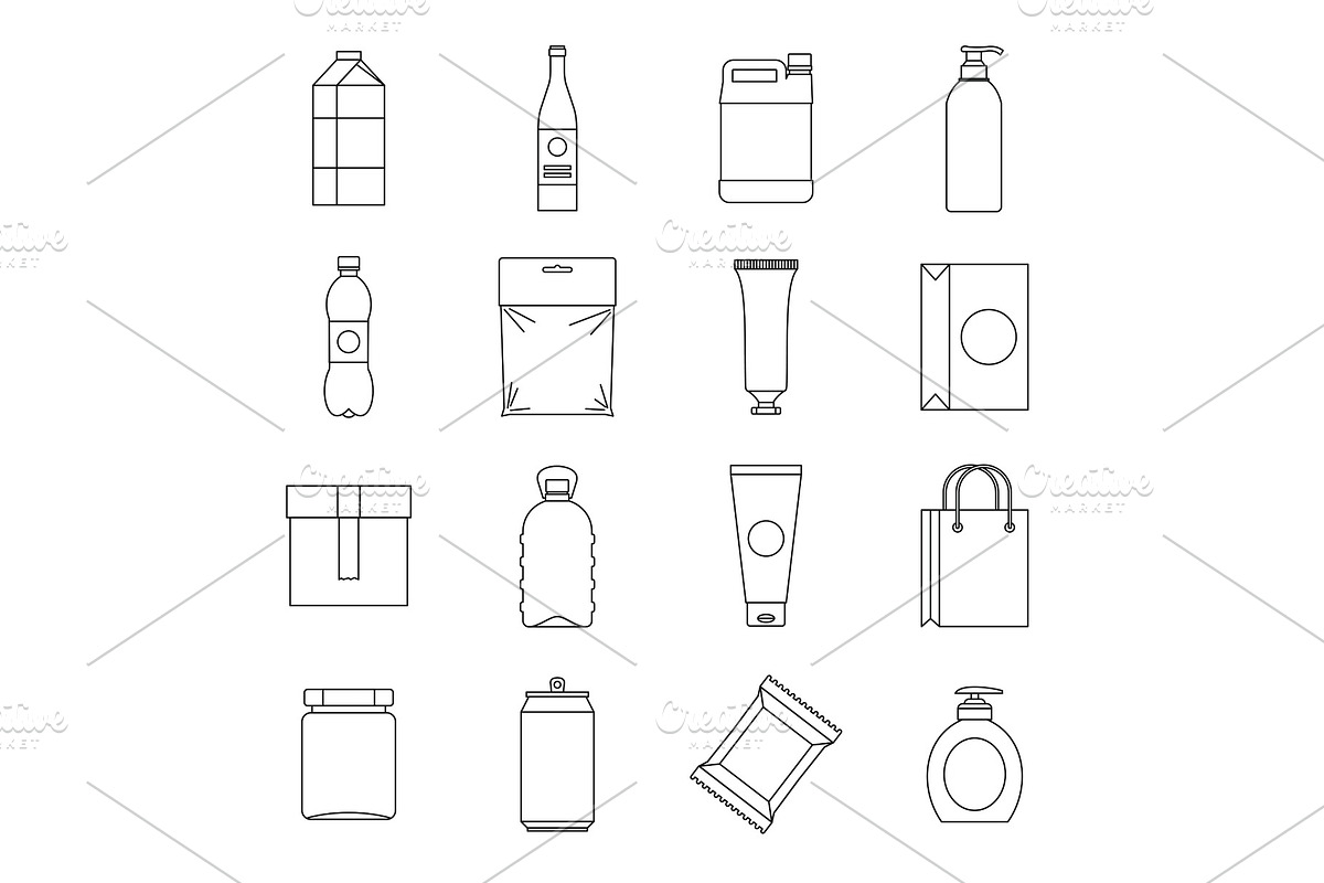 Packaging items icons set, outline in Illustrations - product preview 8
