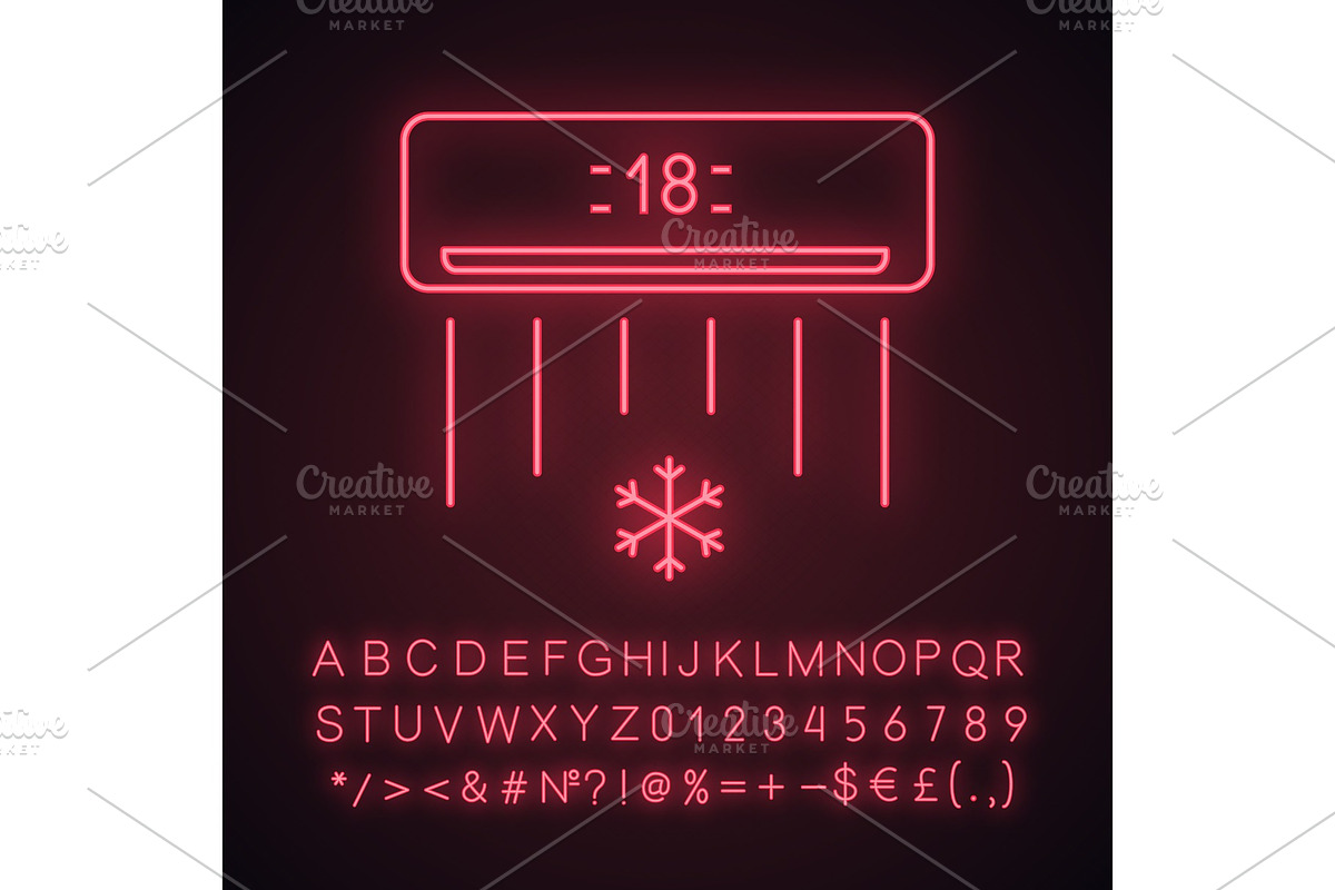 Air conditioner neon light icon in Icons - product preview 8