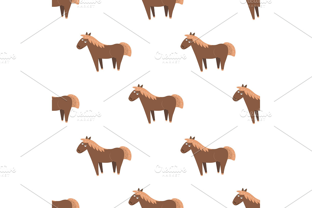 Cartoon Horse Seamless Pattern on in Illustrations - product preview 8