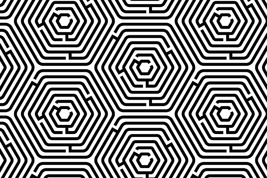 Maze puzzle black and white pattern in Patterns - product preview 8
