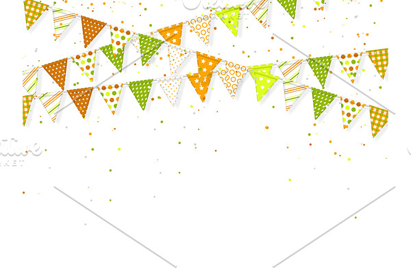 3d banting flags with confetti for