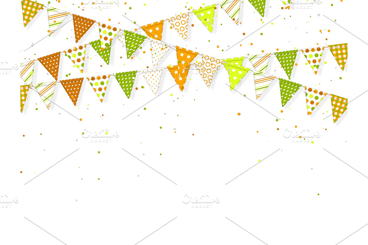 3d banting flags with confetti for in Illustrations - product preview 8