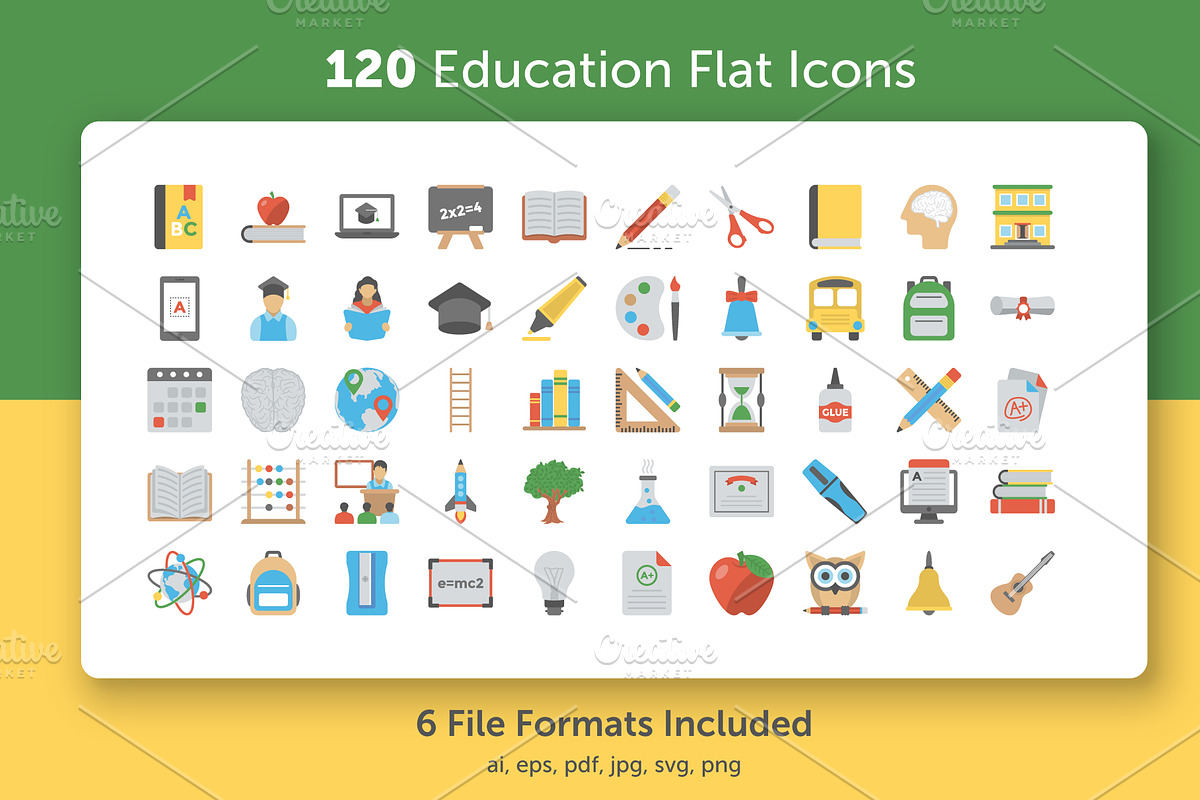 120 Flat Education Vector Icons  in Icons - product preview 8