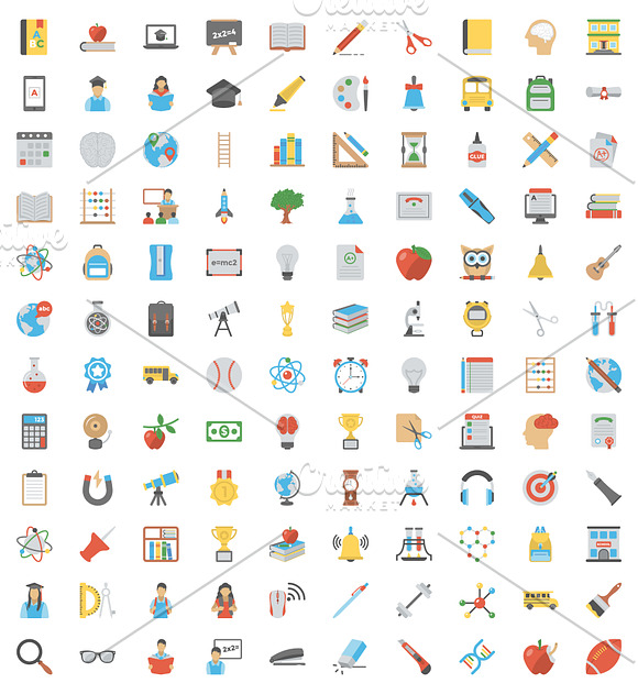120 Flat Education Vector Icons  in Icons - product preview 1