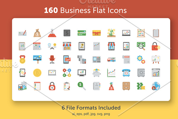160 Business Flat Vector Icons