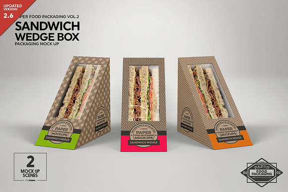 Sandwich Wedge Box Packaging Mockup in Branding Mockups - product preview 10