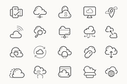 Cloud service hosting line icons