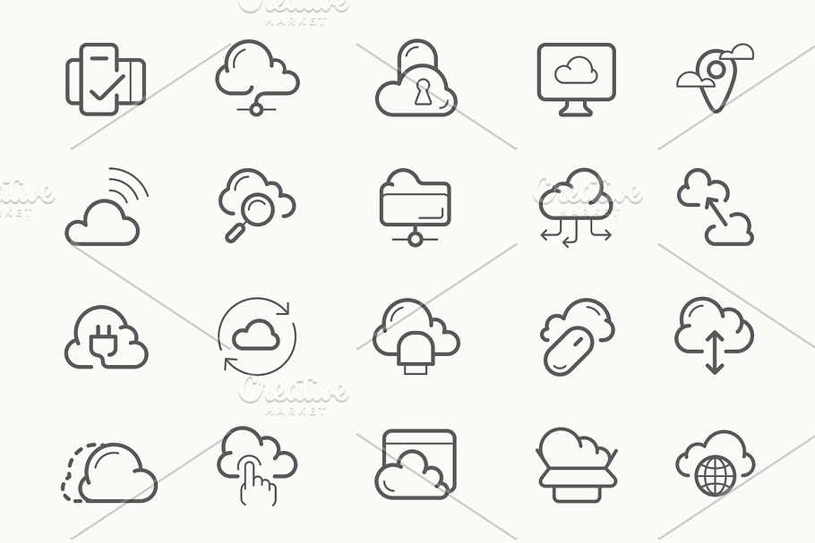 Cloud service hosting line icons in Server Icons - product preview 8