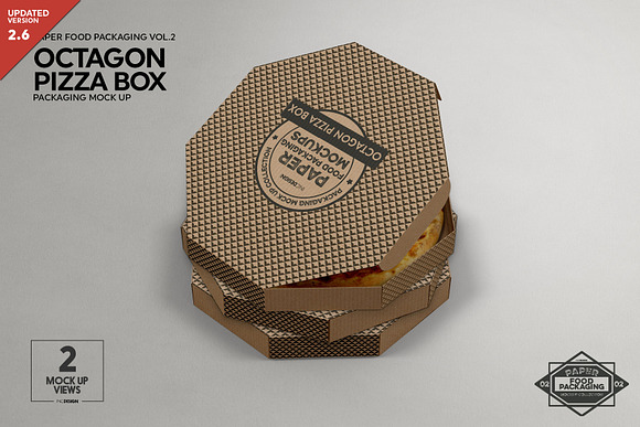 Octagon Pizza Box Packaging Mockup in Branding Mockups - product preview 6