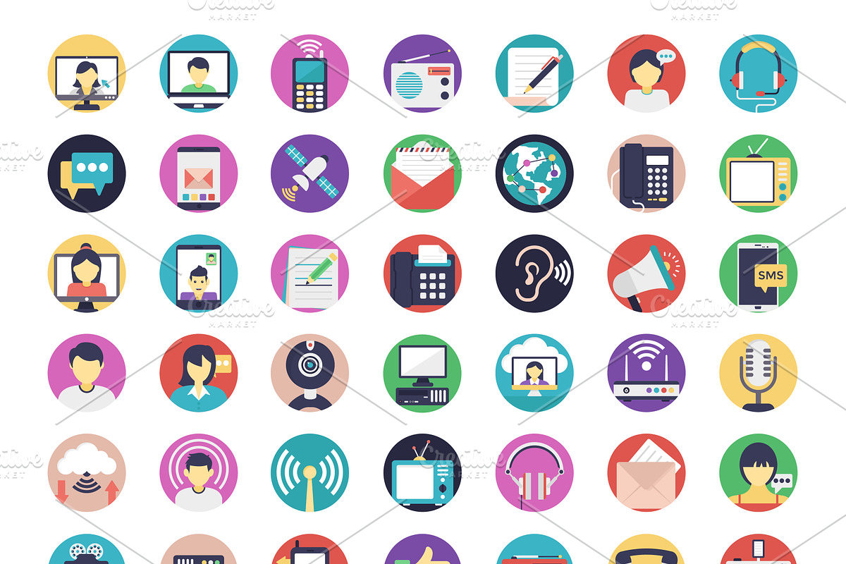 91 Flat Communication Icons in Icons - product preview 8