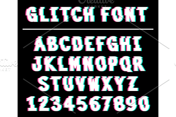 80s style VHS glitch font