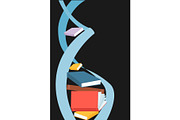 DNA spiral made out of books. Vector