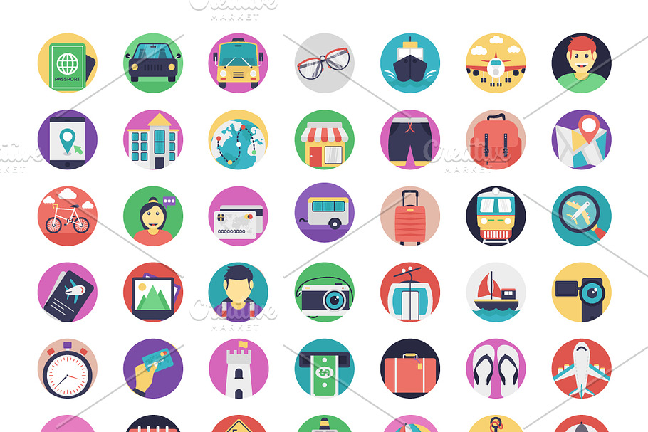 98 Flat Travel Icons