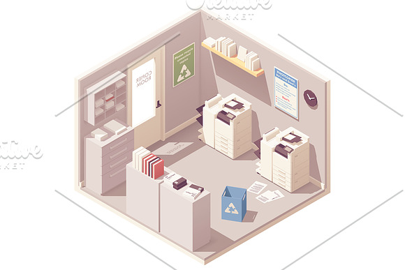 Vector isometric office interiors  in Illustrations - product preview 7