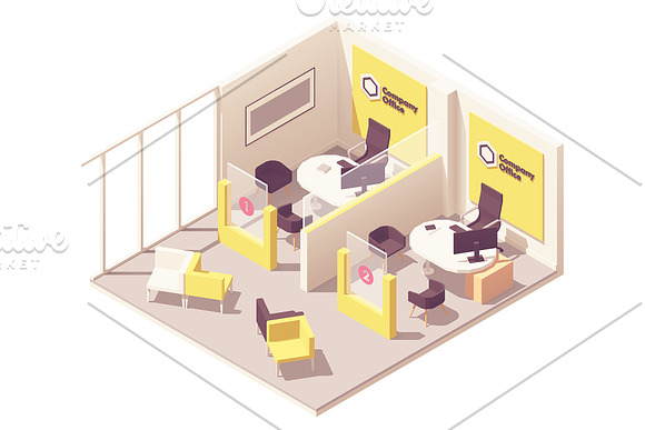 Vector isometric office interiors  in Illustrations - product preview 8