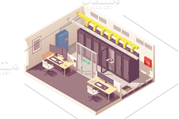 Vector isometric office interiors  in Illustrations - product preview 12