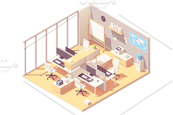 Vector isometric office interiors  in Illustrations - product preview 13