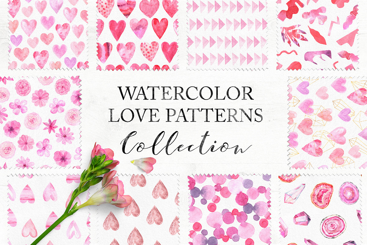 15 Watercolor Love Seamless Patterns in Patterns - product preview 8