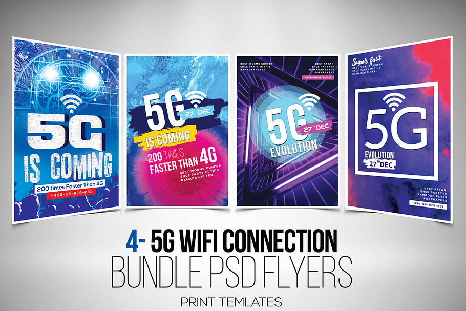 5G Wifi Speed 4 Flyers Bundle