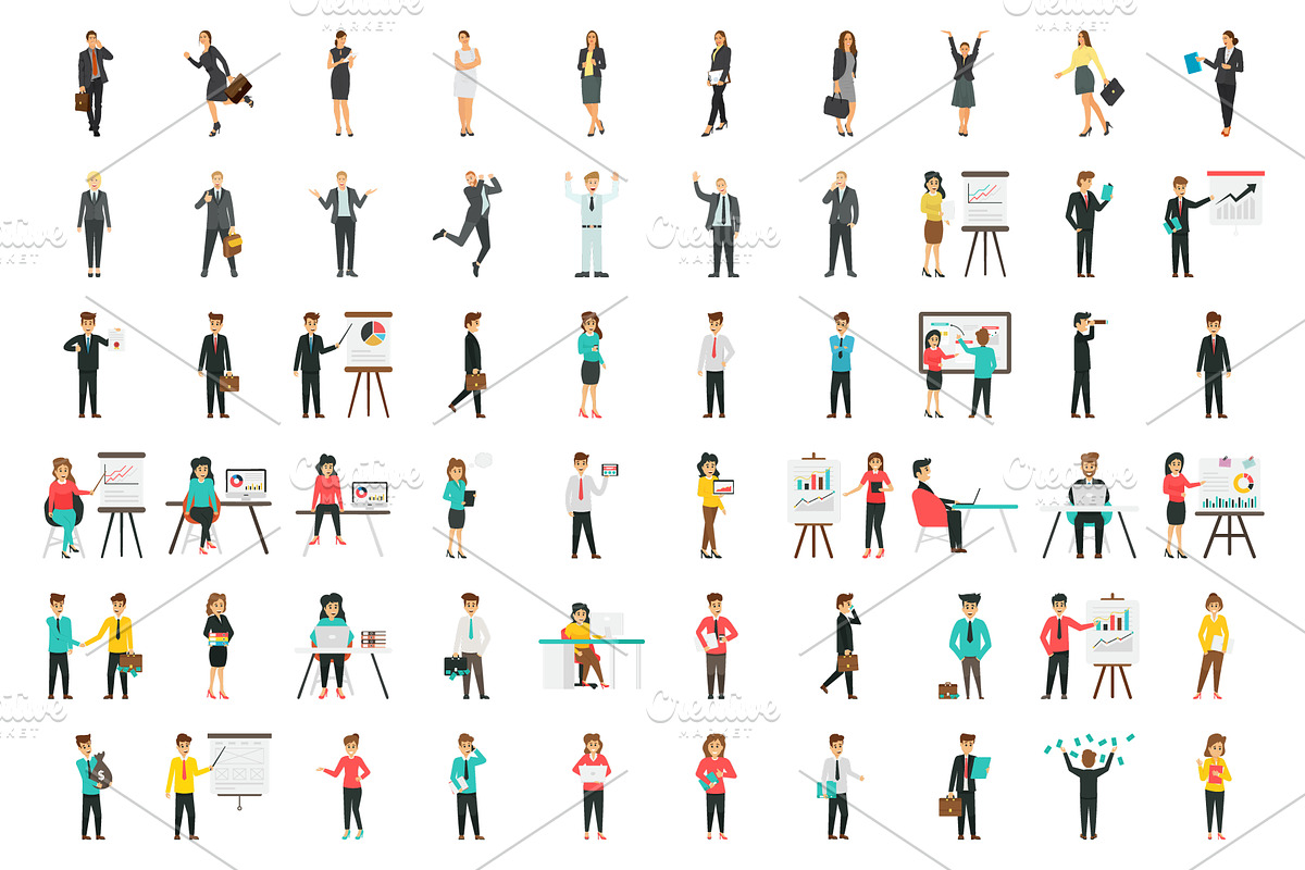 100 Flat Business Characters in Icons - product preview 8
