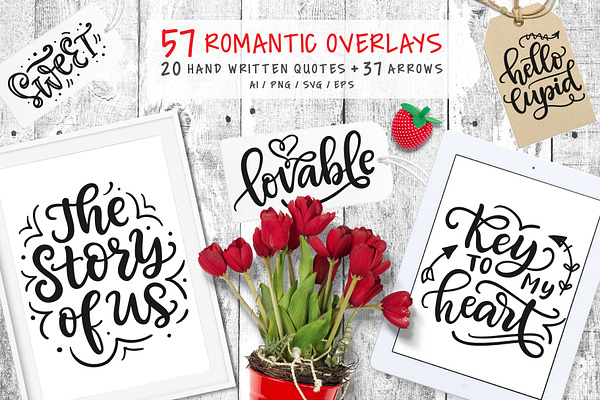 57 Valentine Quotes & Arrows Clipart