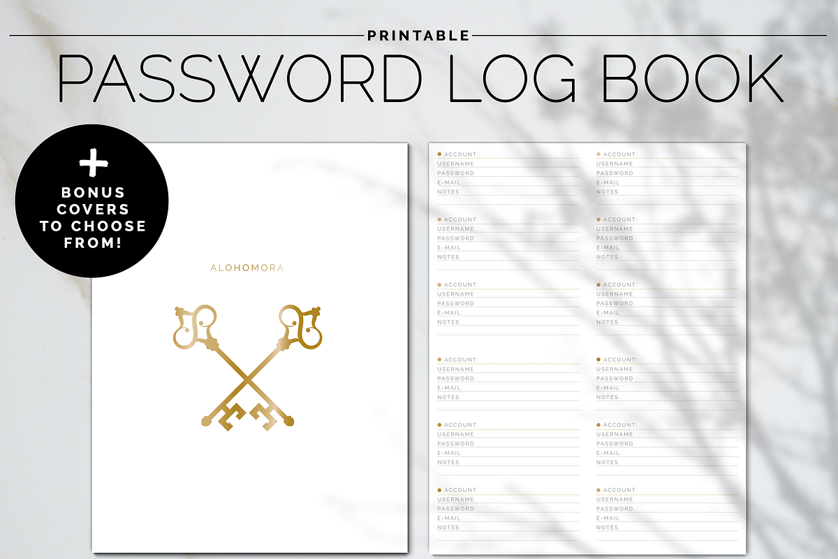 PRINTABLE Password Log Book in Stationery Templates - product preview 8
