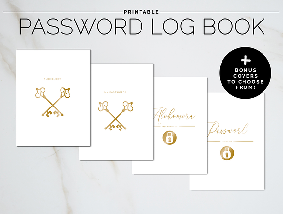 PRINTABLE Password Log Book in Stationery Templates - product preview 1