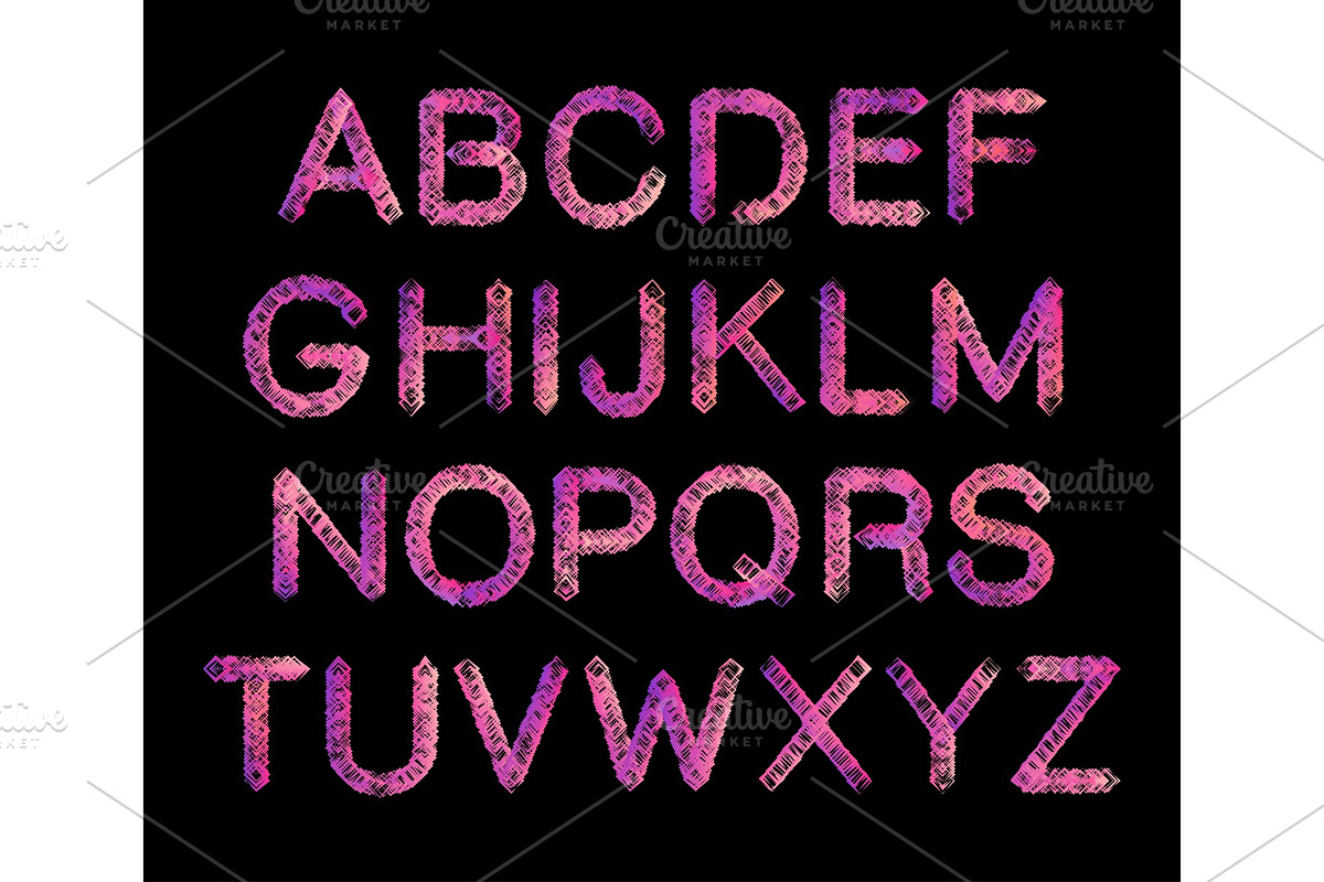 Sketch neon gradient Alphabet in Illustrations - product preview 8