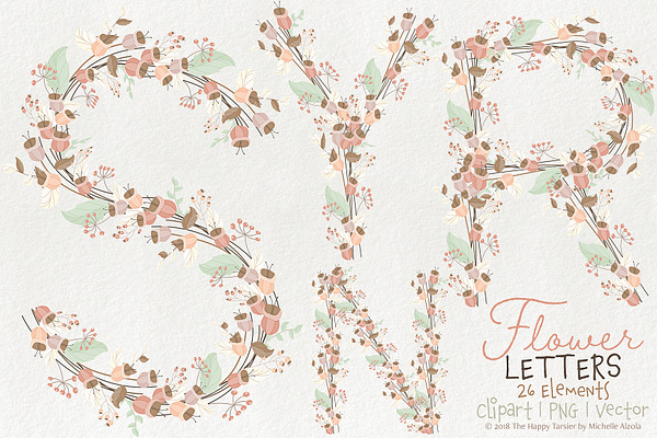 Flower Letters 01BI07 Floral Clipart