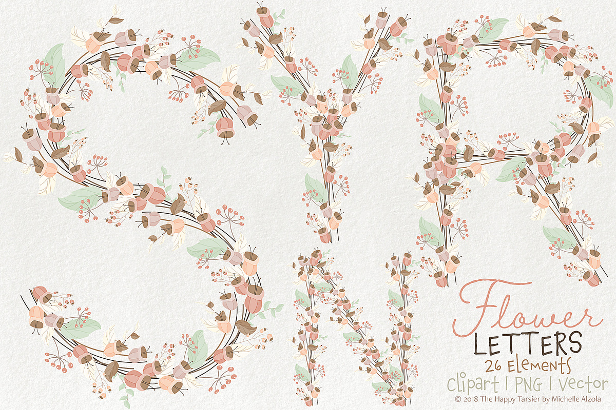 Flower Letters 01BI07 Floral Clipart in Illustrations - product preview 8