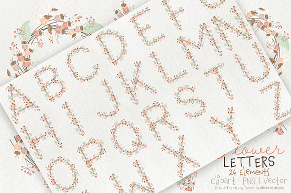Flower Letters 01BI07 Floral Clipart in Illustrations - product preview 1