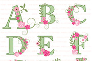 Floral Letter clipart A to I AMB-956