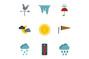 Kinds of weather icons set, flat
