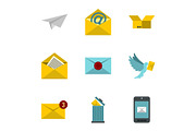 Letter icons set, flat style