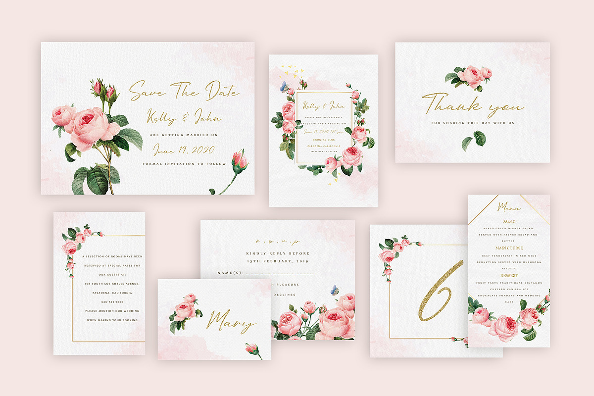 Watercolor Roses Wedding Invitation in Wedding Templates - product preview 8