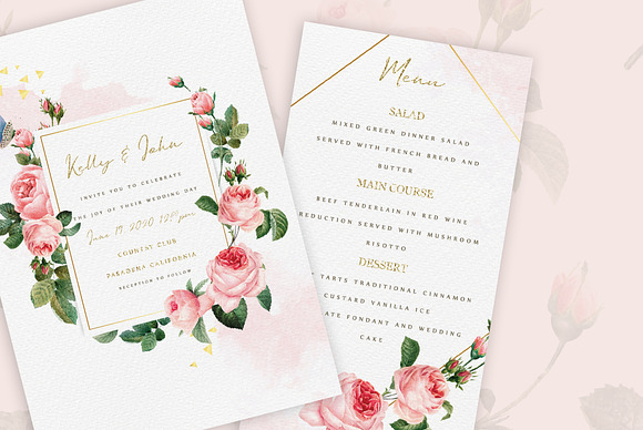 Watercolor Roses Wedding Invitation in Wedding Templates - product preview 1