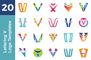 20 Logo Lettering V Template Bundle