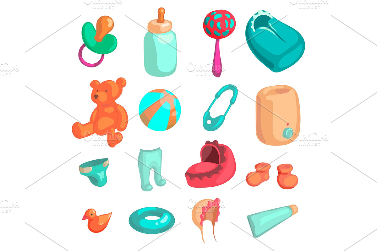 New baby biorn icons set, cartoon in Illustrations - product preview 8
