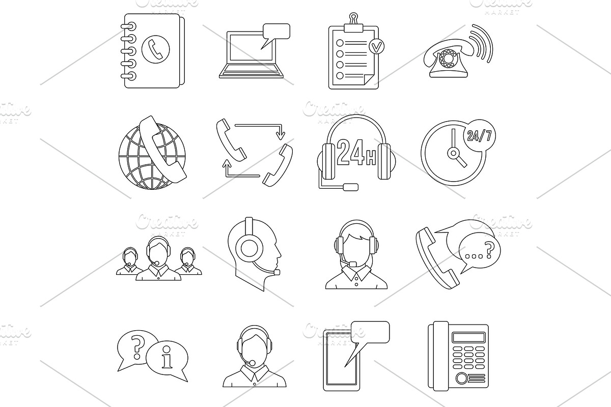 Call center symbols icons set in Illustrations - product preview 8