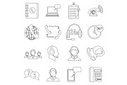 Call center symbols icons set