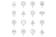 Different road signs icons set