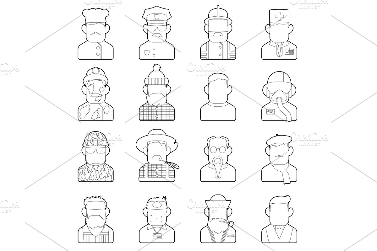 Profession icons set, outline style in Illustrations - product preview 8