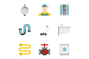 Toilet icons set, flat style