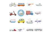 Transportation icons set, cartoon