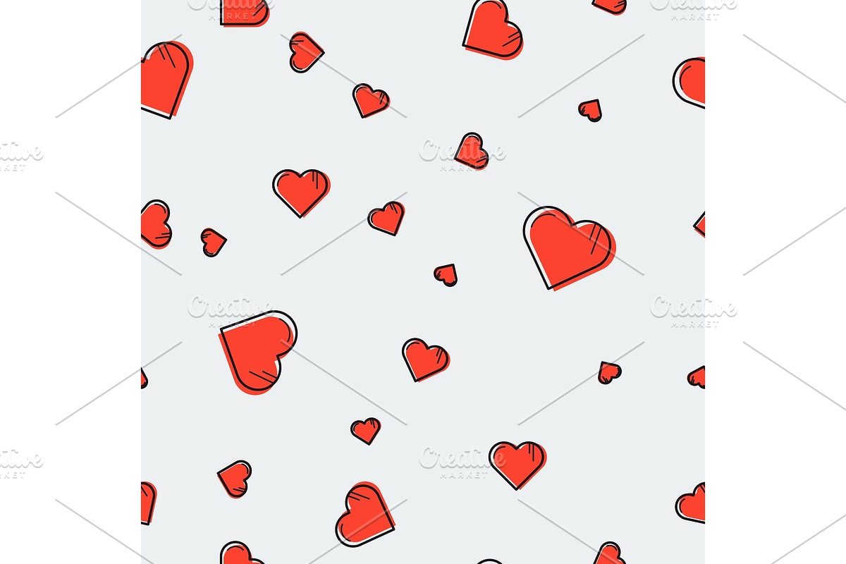 Seamless pattern with red hearts in Illustrations - product preview 8